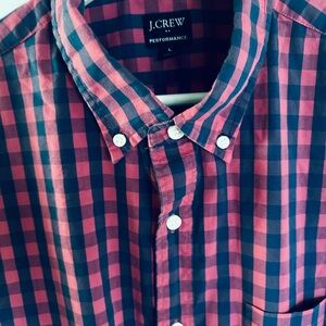 J. Crew Men's Red and Blue Checkered Shirt